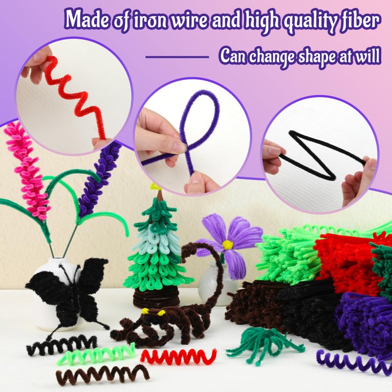 Mnuizu 200pcs Pipe Cleaners,Pipe Cleaners Chenille Stems for Craft, Fuzzy Sticks Christmas Craft Supplies for DIY Art & Creative Crafts Decorations(Purple) - Image 4
